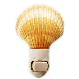 Florida Shells and Gifts Inc. Real Seashell Night Light Mexican Deep Scallop Shell Decorative Beach Decor Nautical - with On/Off Switch