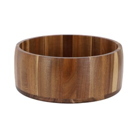 Elama 9.75 x 4 Inch Straight Sided Acacia Wood Salad Bowl, Large Rustic Wooden Serving Bowl, Eco-Friendly Acacia Wood Bowl (9.75 x 4 Inch Straight)