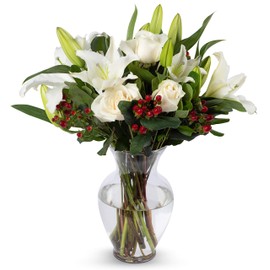 BENCHMARK BOUQUETS – White Elegance Bouquet, Prime Delivery, Free Vase, Farm Direct Fresh Flowers, Gift for Anniversary, Birthday, Congratulations, Get Well, Home Décor, Sympathy, Thank You.