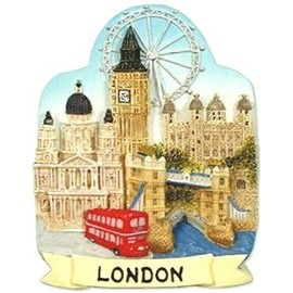 London Fridge Magnet Souvenir Gift Scenic Landmarks Big Ben Red Bus Tower Bridge