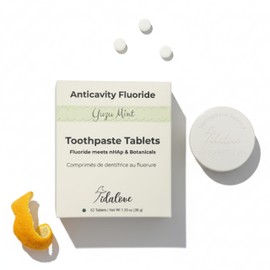 Smile More Toothpaste Tablets with Fluoride & nHAp - Vegan, Enamel Strengthening, Zero Waste, Eco-Friendly Tin (62 Tablets, Fresh Minty Yuzu, Travel-Friendly)