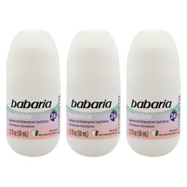 Babaria Roll-On Deodorant, Invisible - Antiperspirant for Women and Men - 24-Hour Protection with Vitamin B3 - Hydrating Anti Sweat Deodorant - 3 pc