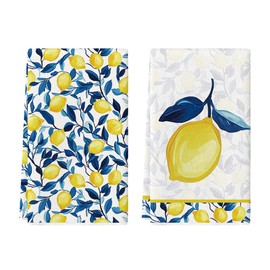 Artoid Mode Lemon Leaves Summer Kitchen Towels Dish Towels, 18x26 Inch Farmhouse Summer Seasonal Decoration Hand Towels Set of 2
