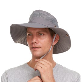 Sun Hat for Men/Women UV Protection Boonie Hats with Wide Brim Summer Hats for Hiking Fishing Safari Gardening Beach Camping Grey
