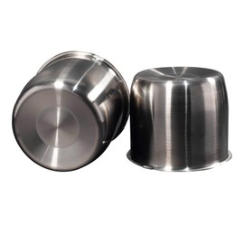 Rheedal 2Pcs 4.25inch Stainless Trailer Wheel Center Caps Push Through 4.25" Bore 3.66" Tall Hub Cap for Truck SUV RV Wheel Rim, Brushed Black Chrome Sunburst Wheel Cover