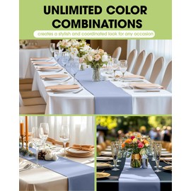 Pureegg Dusty Blue Plastic Table Runners - 10 Pack, 14'' x 108'', Water Resistant & Disposable Centerpiece Decorations for Table Cloth, Wedding, Birthday, Holiday, Baby Shower, Party, Home Decor