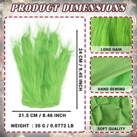 SINSEN Christmas Furry Gloves Green Giant Monster Christmas Cosplay Party Costume Accessory Props Party Favor for Adults