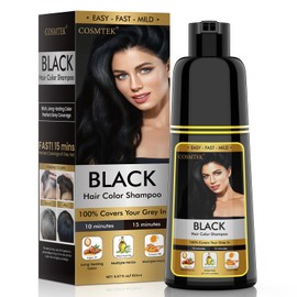 150 ml Black Hair Dye Shampoo, Shampoo Negro para Cubrir Canas – 3 en 1 Color, Limpieza y Cuidado, para Hombres y Mujeres, con Ingredientes Herbales, Dura Hasta 15 Días