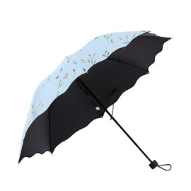 Portable Folding Umbrella with Black Anti-UV Coating Rain & Sun Umbrellas for Women Travel Beach Hiking Outdoor Lightweight Parasol UV Protection Umbrella Ladies Girls Windproof Compact Umbrella