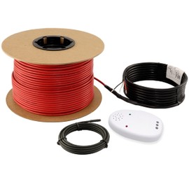 LuxHeat 40sqft Floor Heating Cable Kit - 240v Radiant Floor Heating System for Tile, Vinyl, Laminate - Easy to Install Heated Flooring System - Includes Electric Heat Cable, Alarm & Flooring Sensor