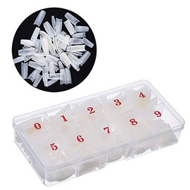 WJIASI Natural False Nails Fake Nail Oval French Acrylic Nails Artificial Fake Art Nails Tips for Girls Women(500 Pieces,10 Sizes)