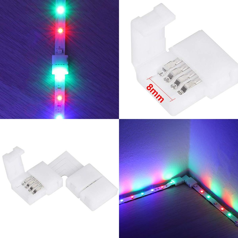 SUPERNIGHT 3528 2835 4 Pin 8mm LED Strip Connector, RGB