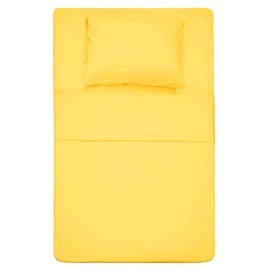 Cotton Twin Size Sheet Set (Yellow Color) 3 Piece - 100% Cotton Bed Sheets Sets with Envelope Pillow case Deep Pocket fit Up to 16”