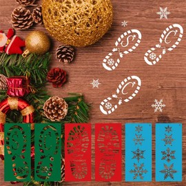 Set of 16 Christmas Holiday Footprint Stencils for Drawing or Painting or for Tracing Santa, Elf and Reindeer Footprints on The Floor - Reusable Painting Stencil Sheets – Holiday Footprint Stencils!
