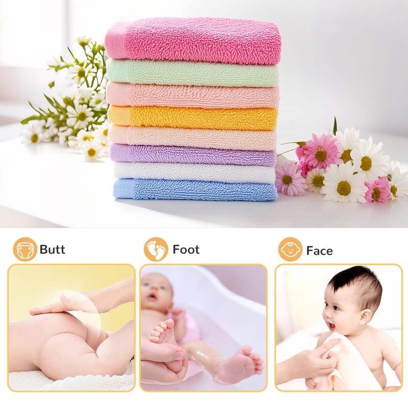 GUIGA Pack of 8 Microfibre Face Cloths for Gentle Face