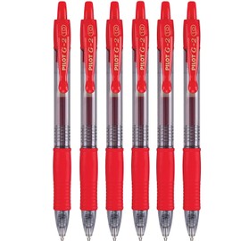 Pilot G2 Premium Refillable & Retractable Rolling Ball Gel Pens, 1.0mm Bold Point, Red, 6-Pack