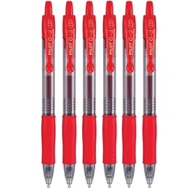 Pilot G2 Premium Refillable & Retractable Rolling Ball Gel Pens, 1.0mm Bold Point, Red, 6-Pack