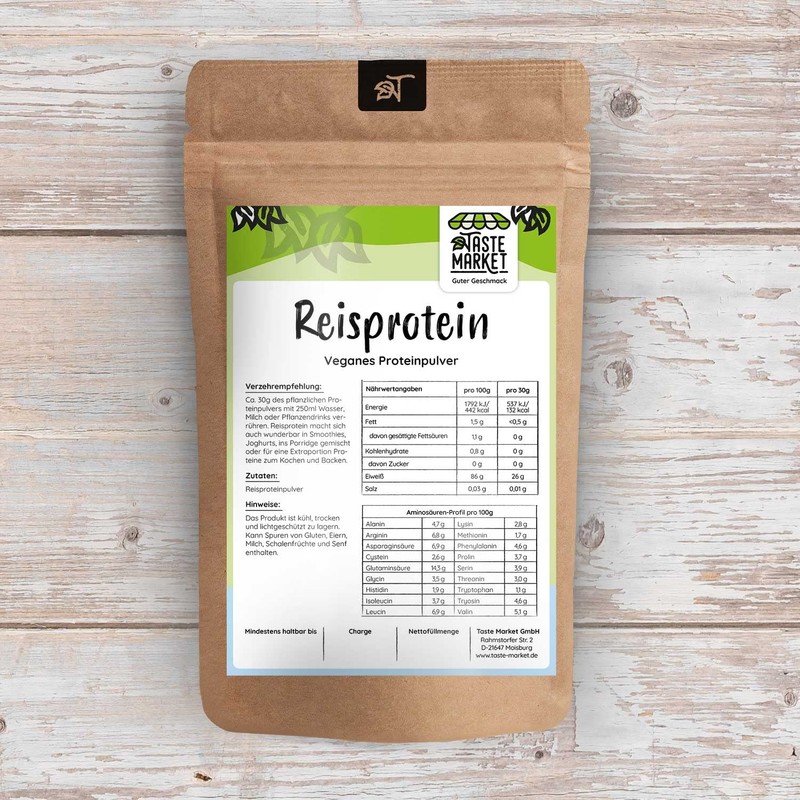 1 kg Rice Protein Powder, 86% Protein Content, Vegan, Vegetable