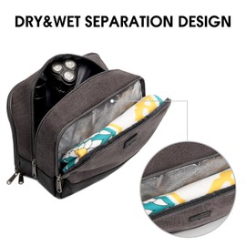 WANDF Travel Toiletry Bag for Men Large Toiletries Shaving Bag Water Resistant Hanging Dopp Kit Travel Accessories Bag for Women Men (Dark Grey)