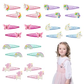 VARKAGE Pack of 24 Unicorn Hair Clips Girls Glitter Hair Clips Children Multicoloured Cartoon Clips Children for Girls Children Baby Gifts