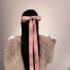 Iaceble French Long Tail Hair Bow For Women Pink Ribbon