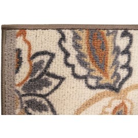 Extra-Long Custom Length Slip-Resistant Runner Rug with Low Pile Absorbent, Stain-Resistant, and Washable. Perfect for Entryways, Hallways, Kitchen 26 in x 10 ft, Beige Multi-Flower