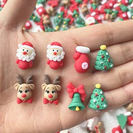 20pcs Christmas Nail Charms,3D Christmas Nail Art Charms Cartoon Santa Claus Elk Xmas Tree Gloves Bells Nail Designs Kawaii Charms for Nails Resin Nail Accessories for Women Nail Supplies Nail Decor