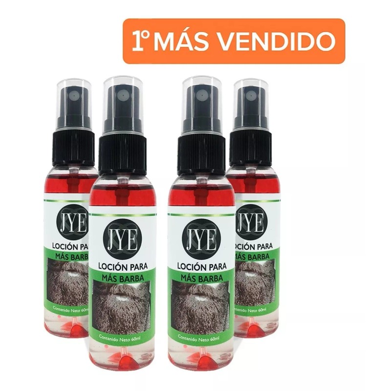 JYE 4 Frascos Loción Crecimiento Barba Bergamota+pincel D Regalo