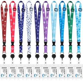 Hotop 10 Sets Cruise Lanyards Retractable Carnival Cruise Adjustable Lanyard with ID Holder Detachable Badge Clip for Cruise Ship Cards(Fresh Style)