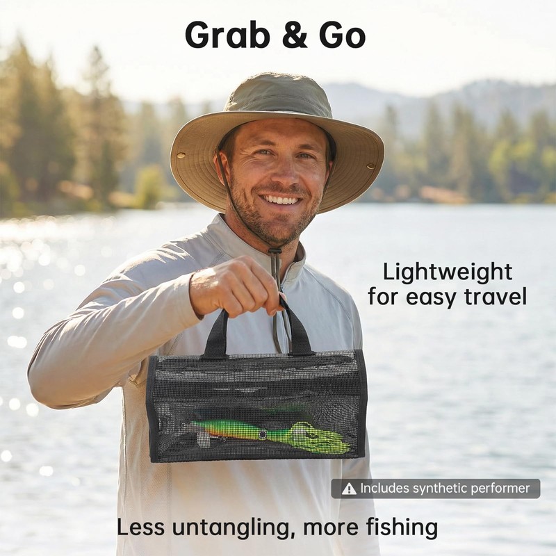 Roll Up Fishing Lure Wraps,5 Pocket PVC Lure Bag,Protective＆Foldable Cover