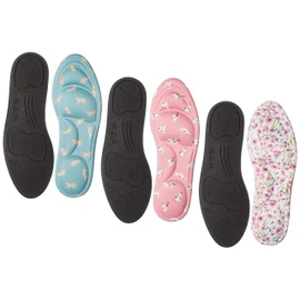 Maidai Women's Deodorizing Insole, Fluffy Insoles, Set of 6 colors with a floral pattern + cat pattern