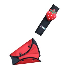 Car Seatbelt Cushion Pad Cute Soft Thick Polyester Kids Car Seat Strip Pad for Automobile Strawberry
