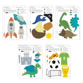 Familienmomente 10 templates for tingling adventure (2 x fairy tale knights/dragon, 2 x dinosaurs, 2 x space, 2 x pirate, 2 x football) DIN A5 boys