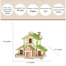 MPIUET 3D Wooden Puzzle for Adults, Forest Cabin Little House Model Kits to Build, Log Cabin 3D Puzzle, Wooden Country Cottage Building Model, No Glue or Other Tools Required, Tabletop Decoration