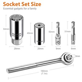Arrinew Universal Socket Set, 9-21mm and 5-14mm Socket with Wrench Tools and Extension Holder Multi-Function High Hardness Steel Adapted Repair Tool Kit for Electric Drill and Cordless Screwdriver