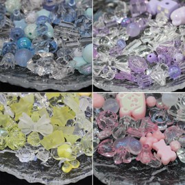 240~280pcs Acrylic Assorted Beads, BetterJonny Cute Beads Mix Color Pastel Beads Flower Heart Butterfly Candy Beads Plastic Beads Bulk for Bracelets Jewelry Making DIY Crafts Necklaces