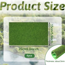 BOHUIZ 4 Packs Artificial Grass, 6 x 10 Inches Fake Grass for Crafts Miniature Fairy Garden Grasses Plastic Green Grasses Mat Crafts for DIY Dollhouse Ornament