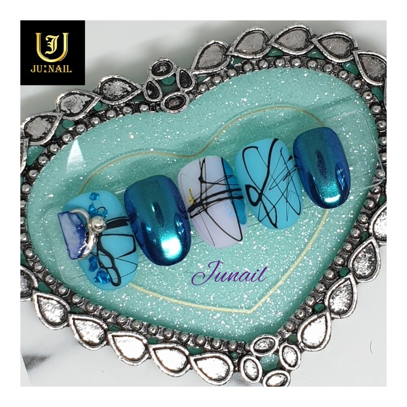 Blooming Drawing Handmade Nail Tips - Long Almond / 블루밍드로잉