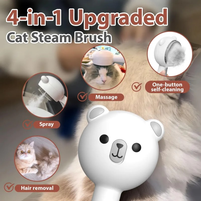 Cepillo De Vapor Para Gatos Con 2 Niveles De Pulverización