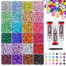 TINKRSTUFF 6600Pcs Resin Rhinestones for Bedazzling with Tweezers, Multicolor 5mm Rhinestones for Crafting with 3Pcs 10ml B7000 Jewelry Glue for DIY Crafts Clothing Tumblers Shoes Fabric Nail Art