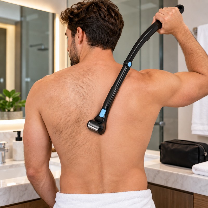 Electric Back Shaver for Men, Foldable Long Handle Body Groomer,