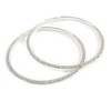 95mm D/Oversized AB Crystal Hoop Earrings/Silver Tone Metal