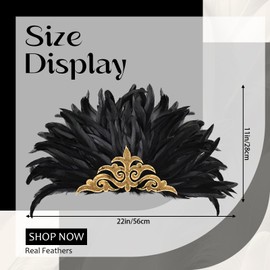 Daieeparty Feather Headpiece Carnival Caribbean Headdress Showgirl Cosplay Accessories for Women (black-1)