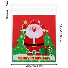 300 Pieces Christmas Cellophane Bags Xmas Treat Candy Cookie Biscuit Bags Self-Adhesive Plastic Present Bags for Christmas Party DIY Supplies Favor, 12 Styles