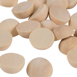 Healifty Pack of 50 Half Wooden Beads, Unfinished, Split Natural Round Wooden Balls, Mini Hemisphere for Craft Paint, 25 mm