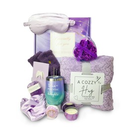 ByKiKi get well gifts for women: Unique spa gifts for women - Get Well Soon Gift Baskets for women with Care Package for Women, Perfect birthday gifts for women (Loving purple)