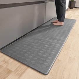 Color&Geometry Kitchen Runner Rugs Non Skid, Kitchen Mats for Floor Cushioned Anti Fatigue, Foam Padded Kitchen Mats for Standing Comfortable, Grey Extra Long Kitchen mat 17"X95"