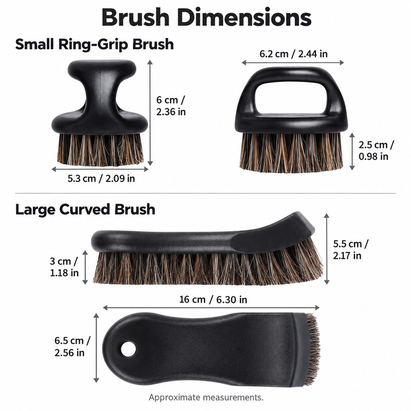 2-Piece Horsehair Cleaning Brush Set for Car Interior Detailing –