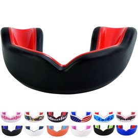 Oral Mart Black/Red Youth Mouth Guard for Kids - Youth Mouthguard for Karate, Flag Football, Martial Arts, Taekwondo, Boxing, Football, Rugby, BJJ, Muay Thai, Soccer, Hockey