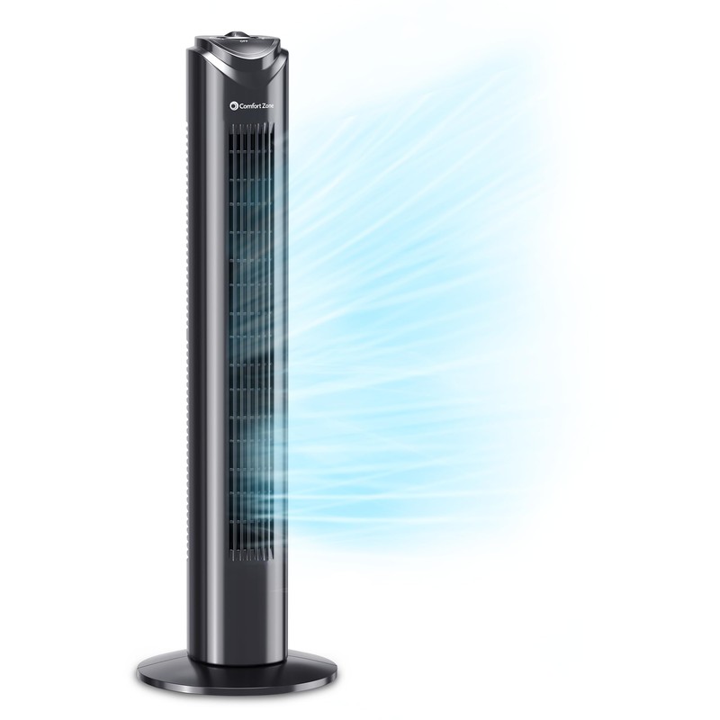 Comfort Zone Tower Fan for Bedroom, 32 inch, 3 Speeds,